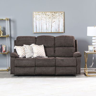 Salvoy 3 Seater Fabric Recliner - Brown