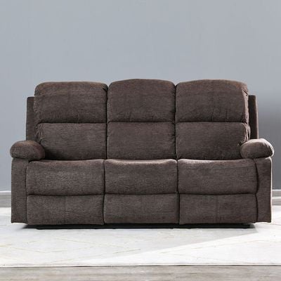 Salvoy 3 Seater Fabric Recliner - Brown