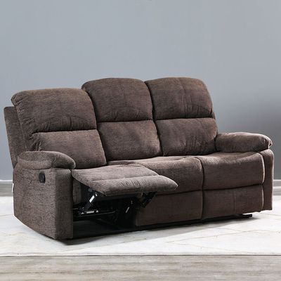 Salvoy 3 Seater Fabric Recliner - Brown