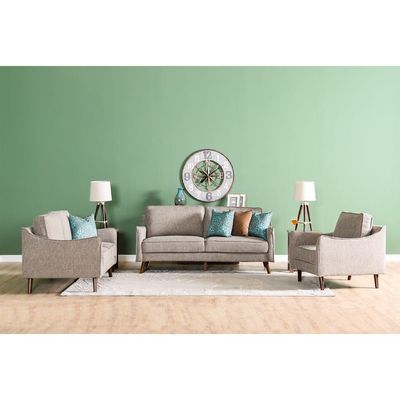 Hunter 3+2+1 Fabric Sofa Set- Brown