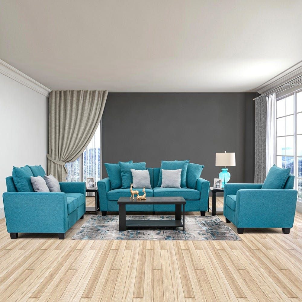 Alessandra 3+2+1+1 Fabric Sofa Set - Turqouise