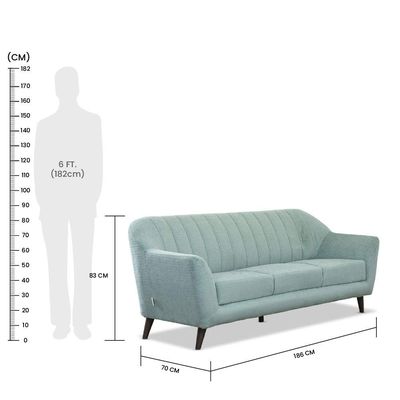 Antalya 3 Seater Fabric Sofa - Teal Green