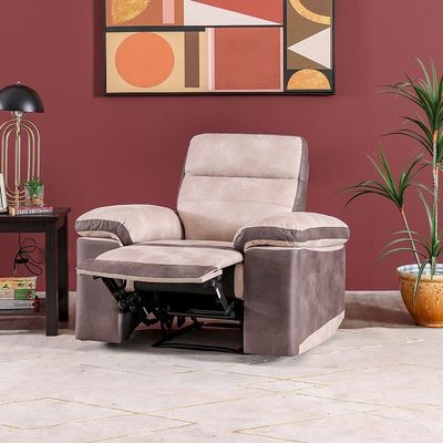 Tessa One seater Fabric Recliner Sofa - Beige / Taupe