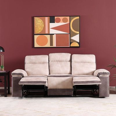 Tessa 3 Seater Fabric Recliner - Beige / Taupe