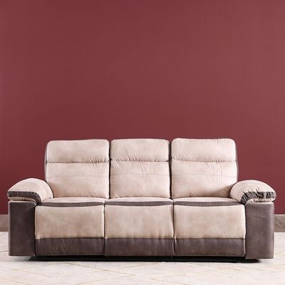 Tessa 3 Seater Fabric Recliner - Beige / Taupe