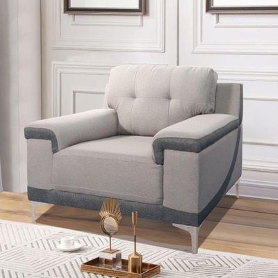 Berlin 1 Seater Fabric Sofa - Grey / Dark Grey