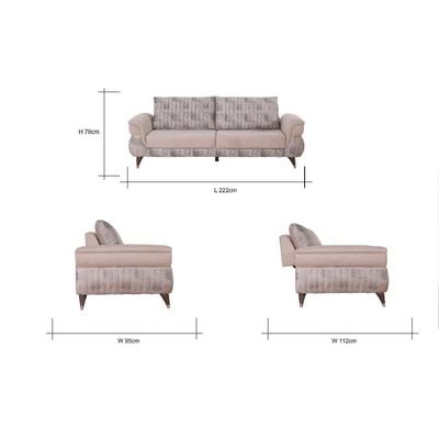 Carmen 3+1+1 Sofa Set-Grey / Mustard / Warm Grey