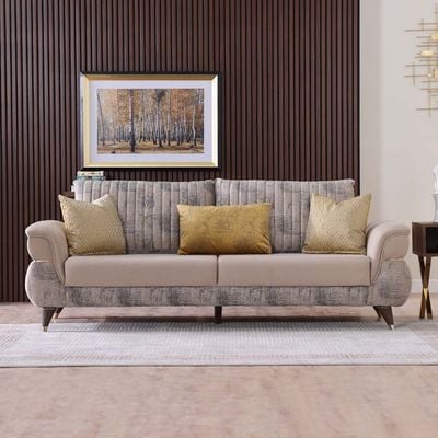 Carmen 3+1+1 Sofa Set-Grey / Mustard / Warm Grey