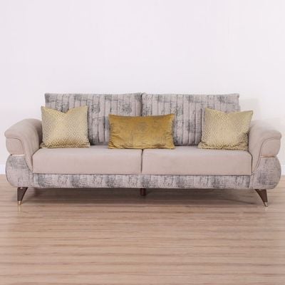Carmen 3+1+1 Sofa Set-Grey / Mustard / Warm Grey