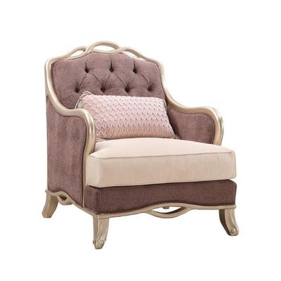 Cassandra One Seater Fabric Sofa - Mauve / Golden