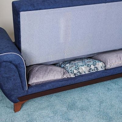 Ada 3-Seater Fabric Sofa Bed - Blue 