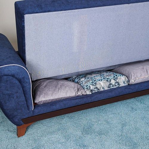 Ada 3-Seater Fabric Sofa Bed - Blue 
