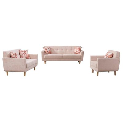 Cheska 3 Seater Fabric Sofa - Cream