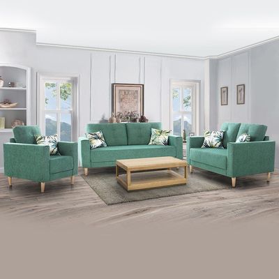 Nathalie 3-Seater Fabric Sofa - Teal Green