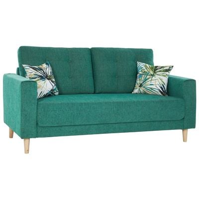 Nathalie 3-Seater Fabric Sofa - Teal Green