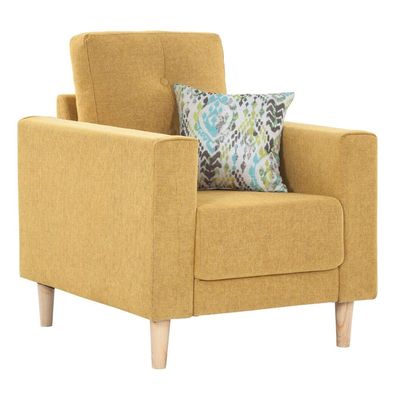 Nathalie 1 Seater Fabric Sofa - Mustard