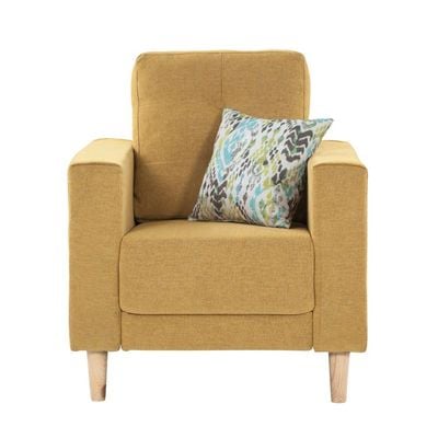 Nathalie 1 Seater Fabric Sofa - Mustard