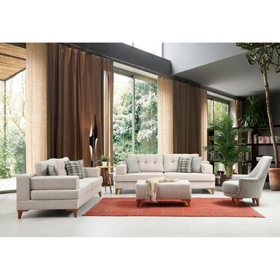 Greta 3-Seater Fabric Sofa - Beige