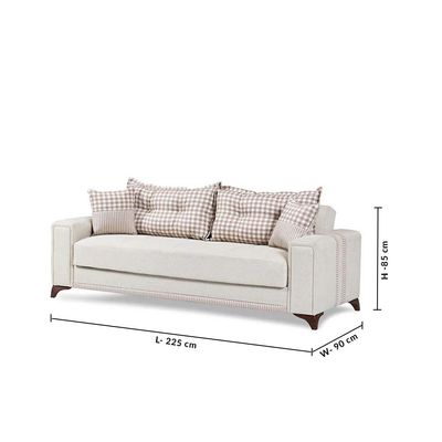 Kristel L 220 x W 87 x H 75 cm 3-Seater Fabric Sofa - 1 Year Warranty