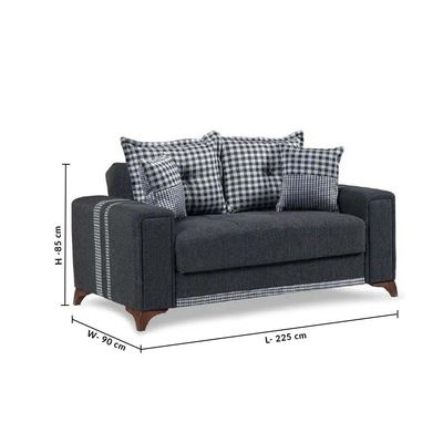 Kristel L 225 x W 90 x H 85 cm 3-Seater Fabric Sofa - 1 Year Warranty