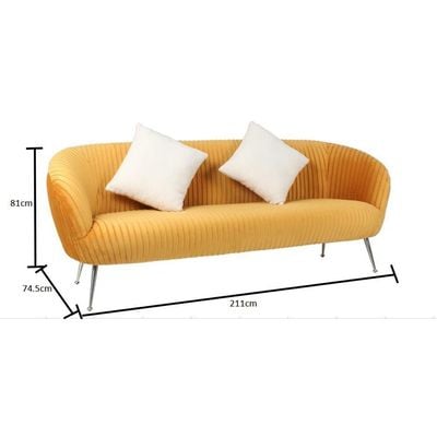 Horton 3 Seater Fabric Sofa - Mustard