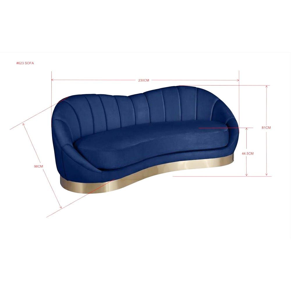 Blue store curved sofa