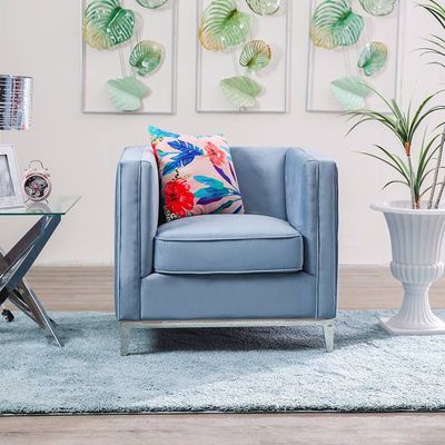 بيلفا - أريكة قماش مقعد فردي - أزرق