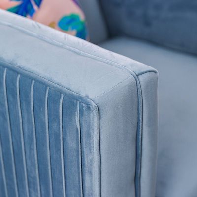 Belva One Seater Fabric Sofa - Ash Blue