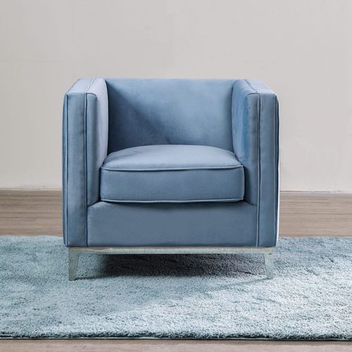 Belva One Seater Fabric Sofa - Ash Blue