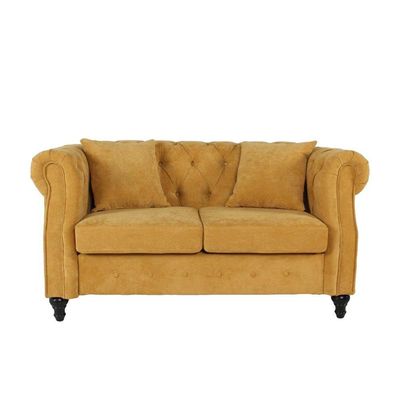 David Two Seater Fabric Sofa - Turmeric