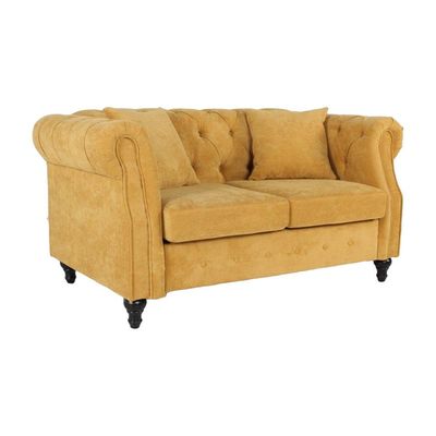 David Two Seater Fabric Sofa - Turmeric