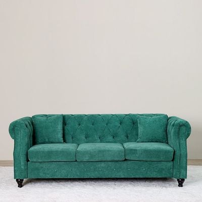 أريكة قماش 3 مقاعد من ديفيد - أخضر جنغل