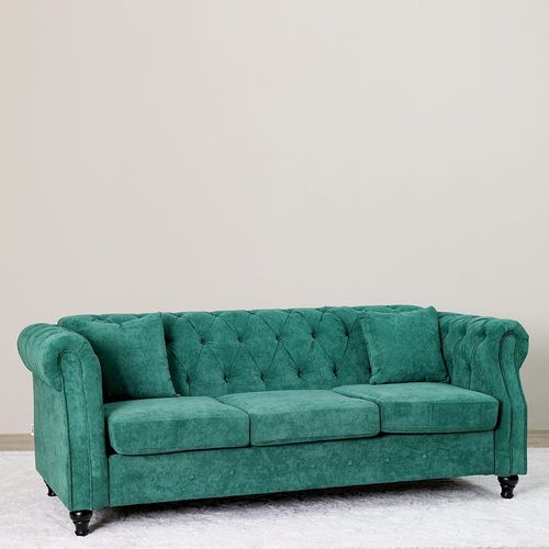 David 3-Seater Fabric Sofa - Jungle Green