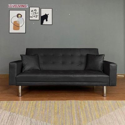 Warner Leather Sofa Bed - Black