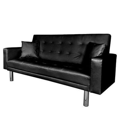 Warner Leather Sofa Bed - Black