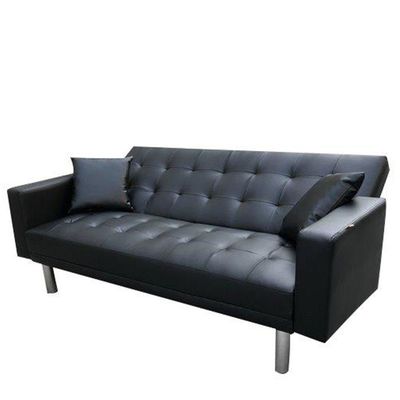 Warner Leather Sofa Bed - Black