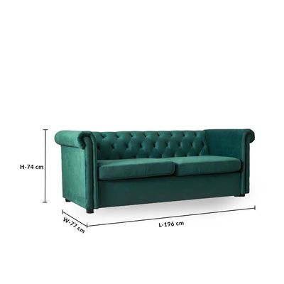 Chester 3 + 2 Fabric Sofa Set - Green