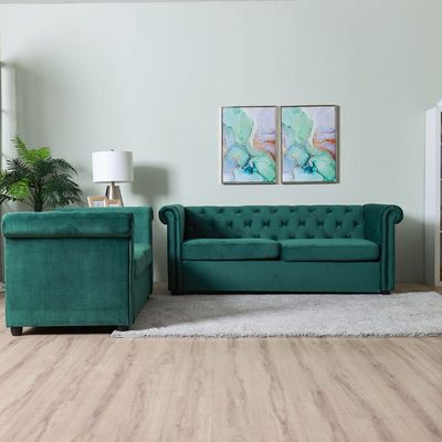 Chester 3 + 2 Fabric Sofa Set - Green