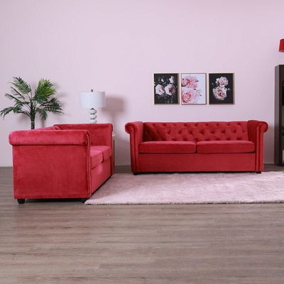 Chester 3 + 2 Fabric Sofa Set - Red