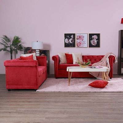 Chester 3 + 2 Fabric Sofa Set - Red