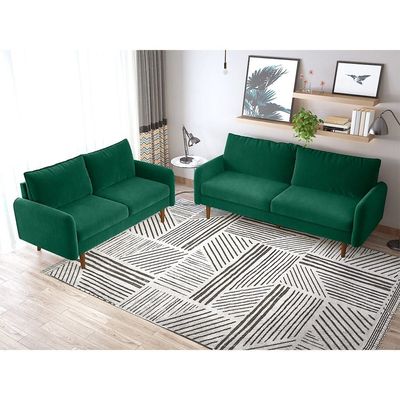 Arman Three Seater Fabric Sofa - Green