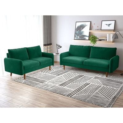 Arman Three Seater Fabric Sofa - Green