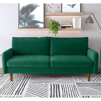 Arman Three Seater Fabric Sofa - Green