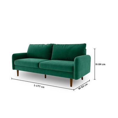 Arman Three Seater Fabric Sofa - Green