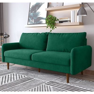 Arman Three Seater Fabric Sofa - Green