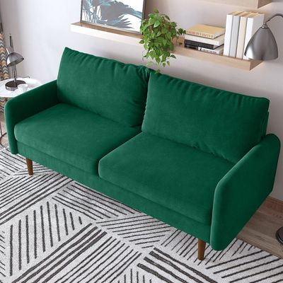 Arman Three Seater Fabric Sofa - Green