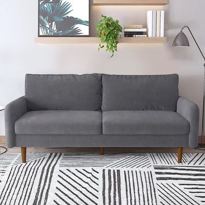 Arman Three Seater Fabric Sofa - Grey