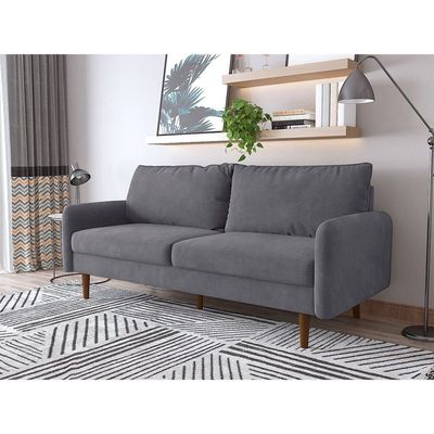 Arman Three Seater Fabric Sofa - Grey