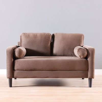 أريكة قماشية بمقعدين من موجن - بني