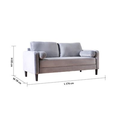 Mugen 3-Seater Fabric Sofa - Cool Grey